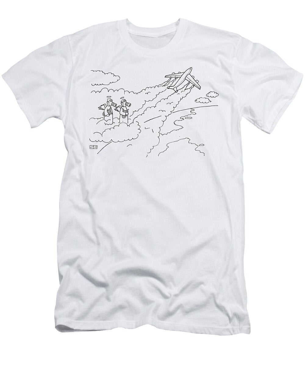 Angels Wearing Gas Masks As a Plane Goes Stan Eales T-Shirt
