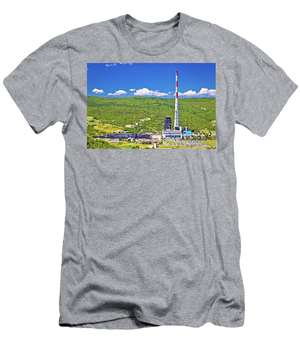 Coal Fossil Fuel Power Plant in Green Plomin Valley and Highest Brch Photography T-Shirt