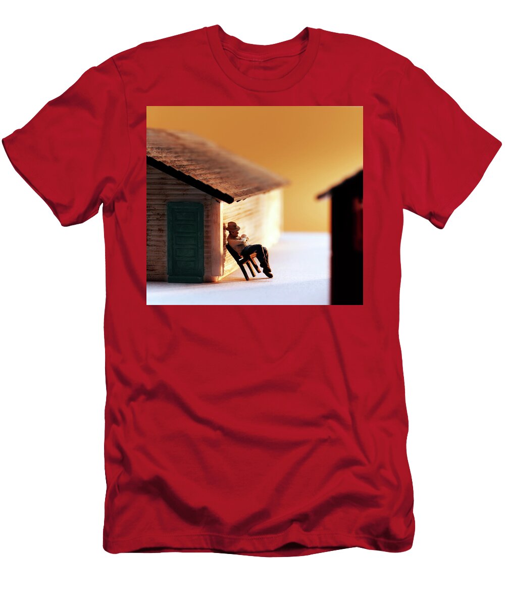 Cowboy Leaning Back Against Building Csa Images T-Shirt