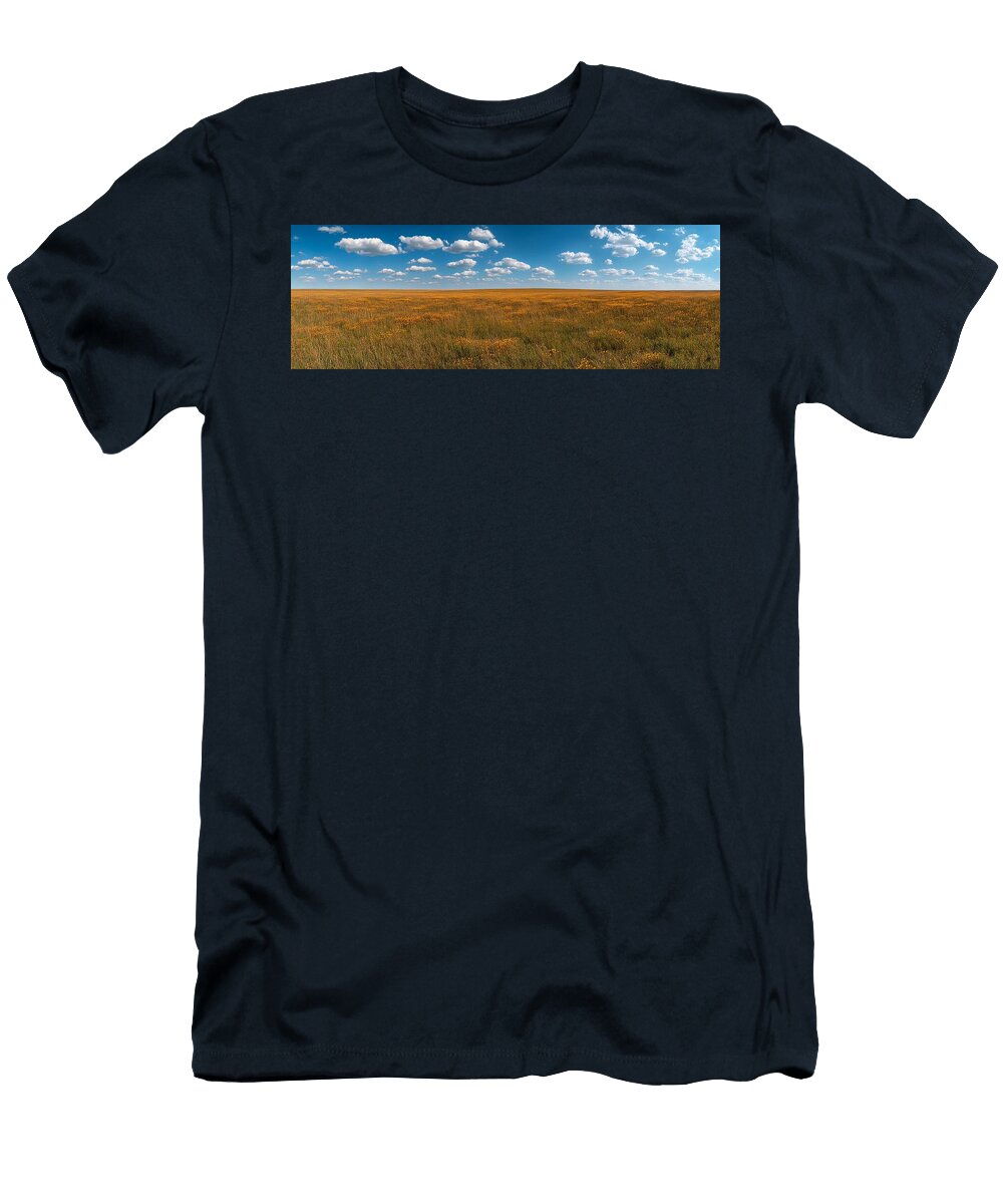 Golden Wildflowers Beneath the Endless Plains Sky Sven Andersen T-Shirt