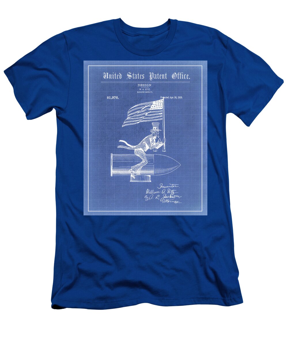 Uncle Sam Radiator Ornament Patent Blueprint Dale Kincaid T-Shirt