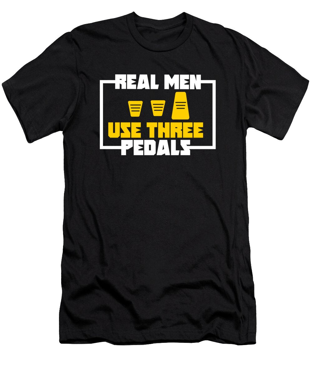 Womens Real Men Use Three Pedals for a Car Fanatic Shifter Vneck Graphic Gordon Ziemann T-Shirt