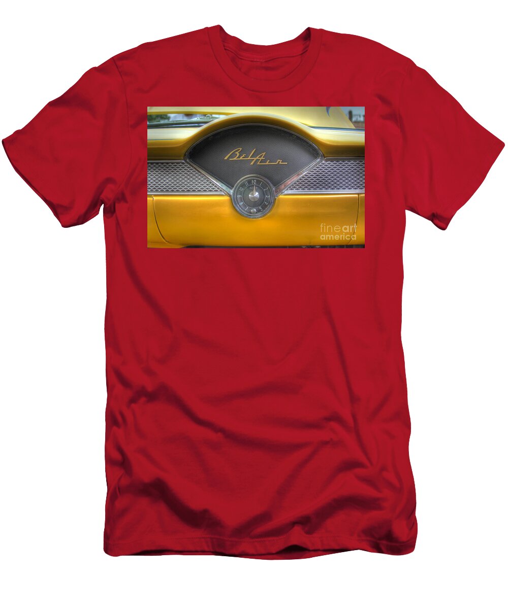Yellow Chevy Bel Air Glove Box and Clockface Lee Dos Santos T-Shirt
